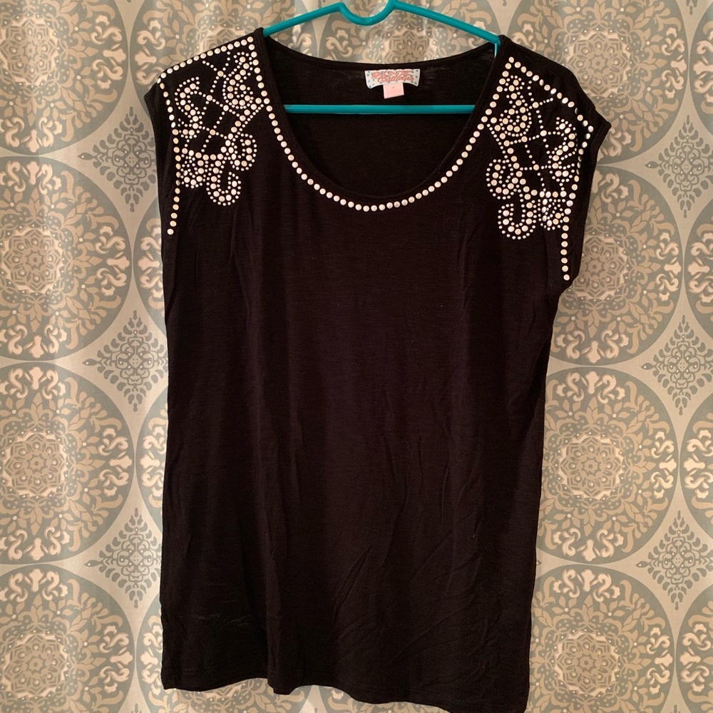 Black tee with silver bling